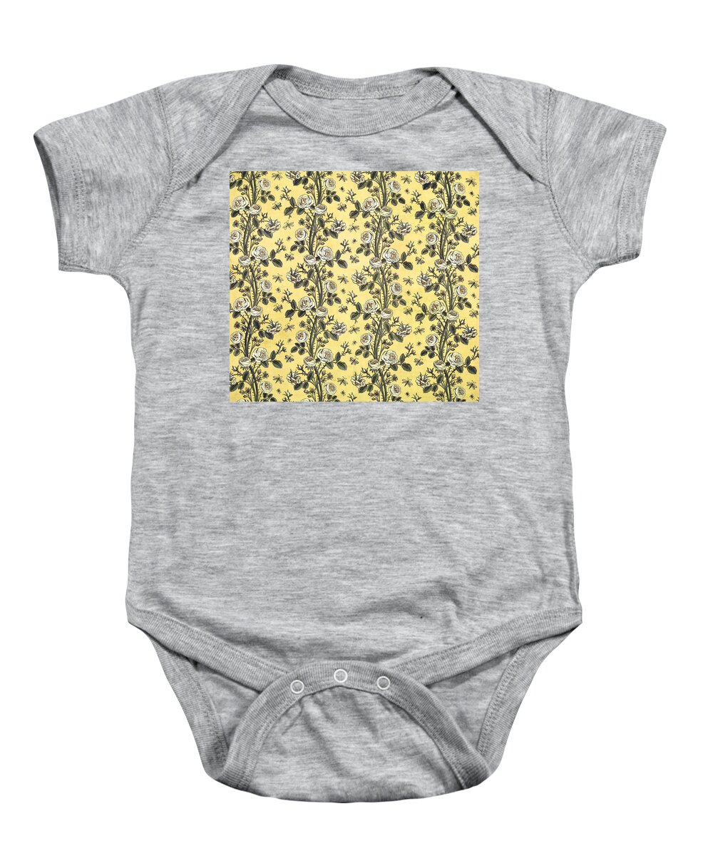 Abstract Baby Onesie featuring the photograph Flower Floral Fabric Vintage Gift Pattern #14 by John Williams
