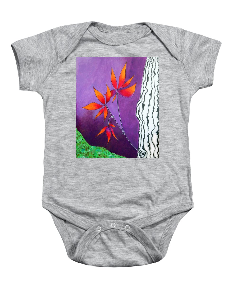 Abstract Flowers Baby Onesie featuring the painting Flowering Tree by Jayne Somogy