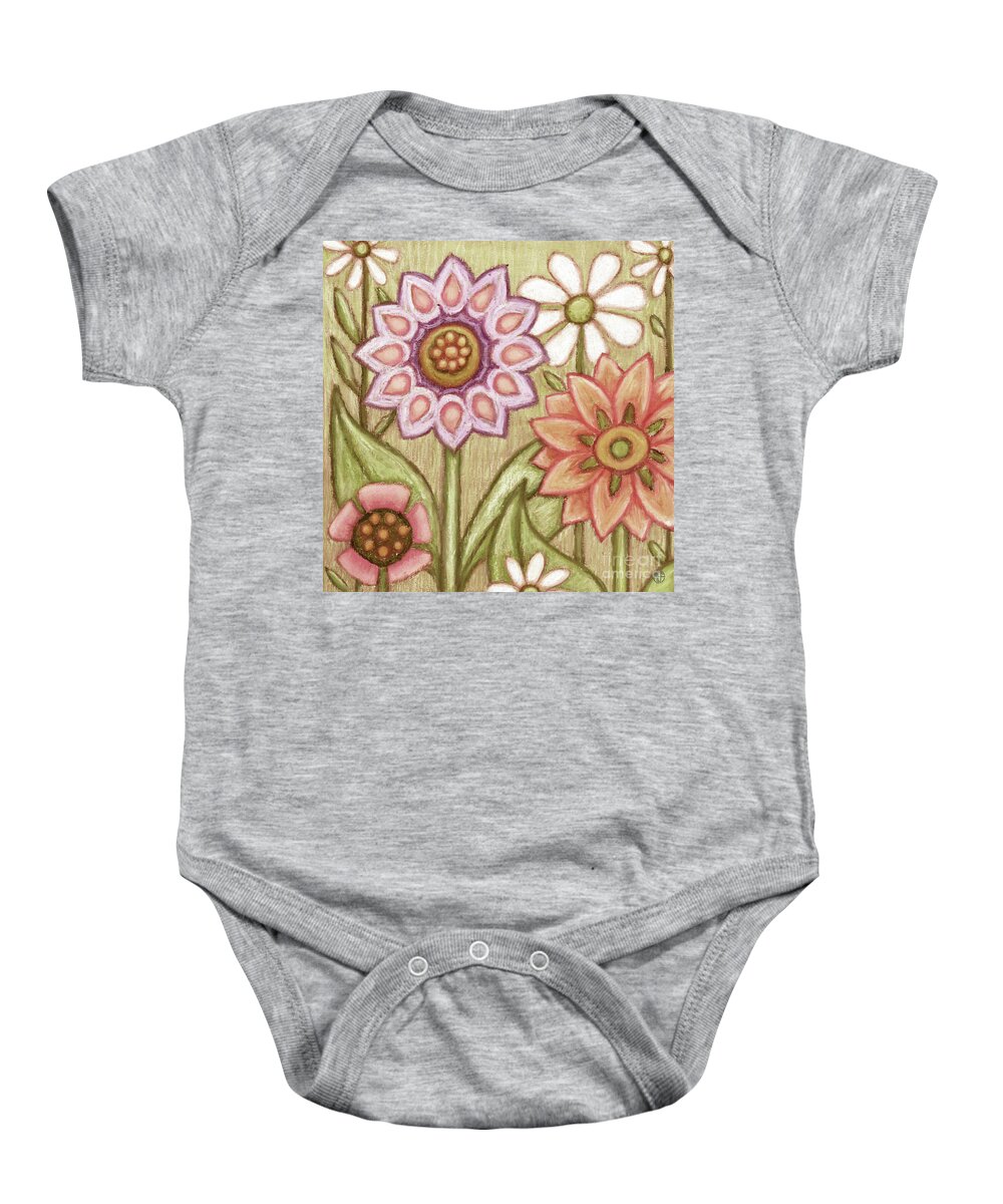 Daisy Baby Onesie featuring the painting Flowers Grow Smiles. Wildflora by Amy E Fraser