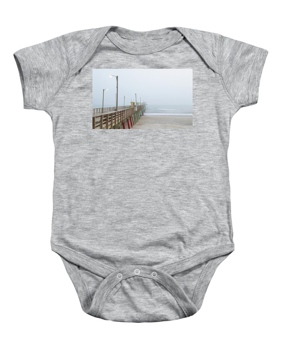 Fishing Baby Onesie featuring the photograph Foggy Evening at Emerald Isle North Carolina by Bob Decker