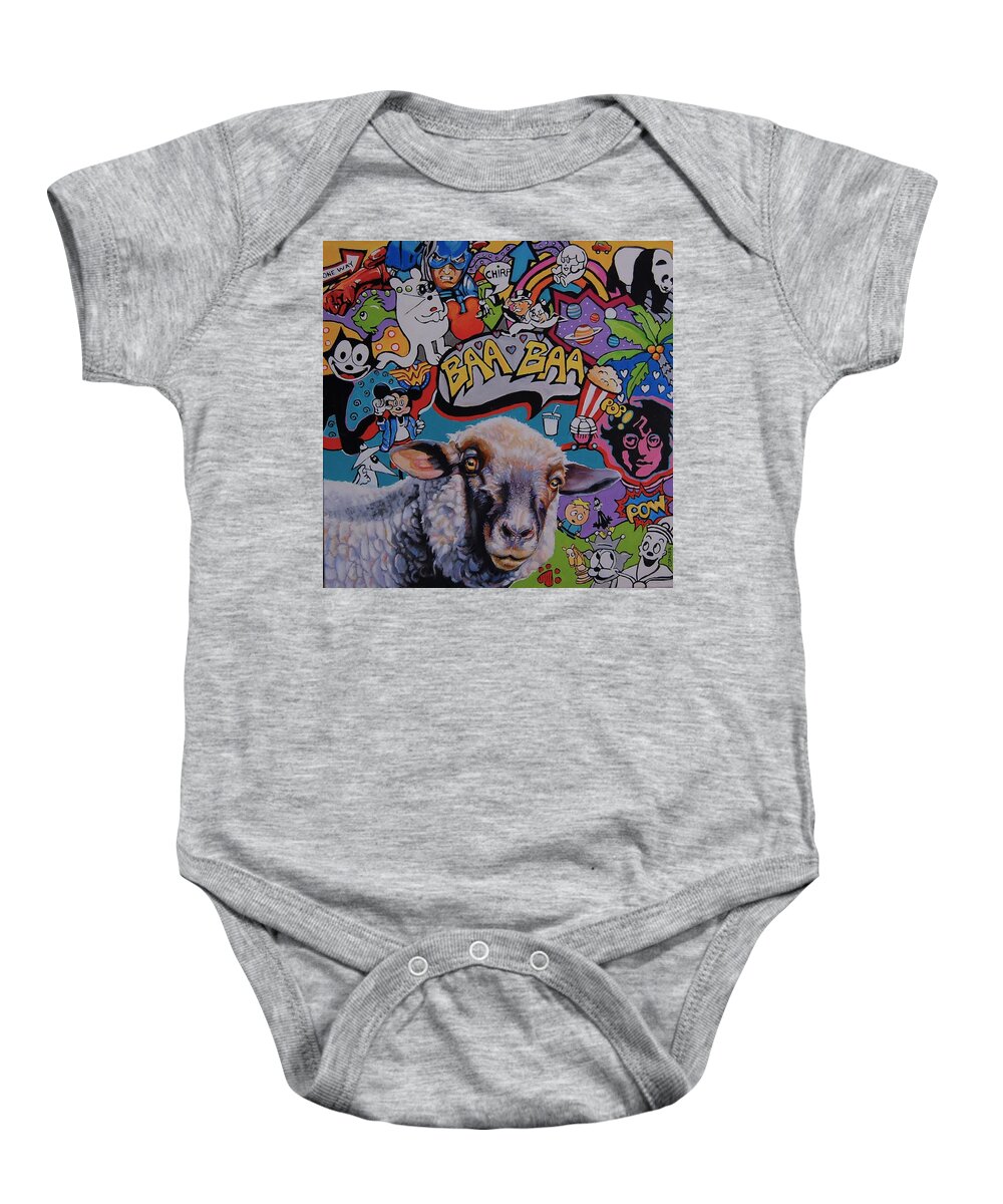 Sheep Baby Onesie featuring the painting Free Speech Bubble by Jean Cormier