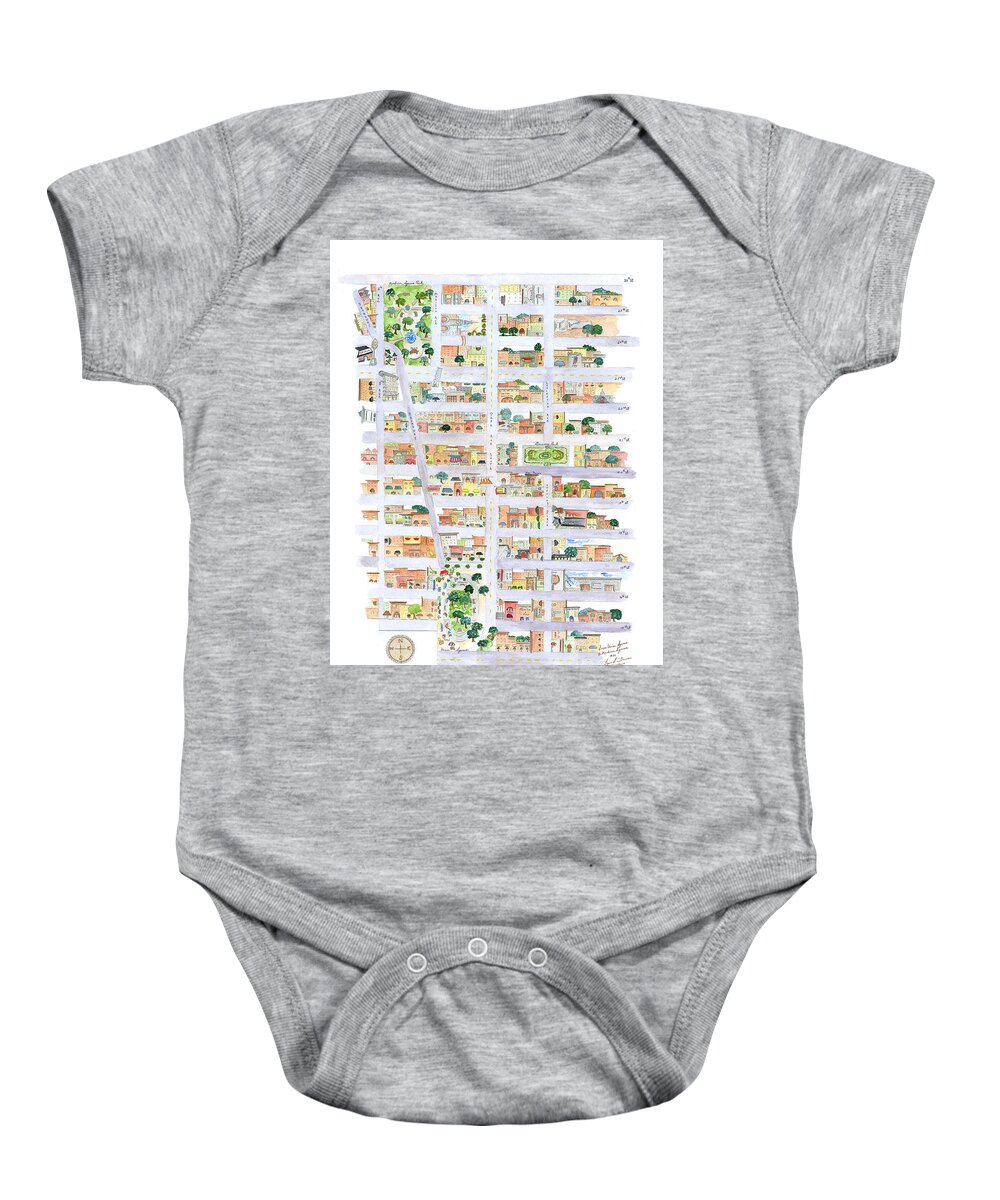 Union Square Park Baby Onesie featuring the painting From Union Square to Madison Square by AFineLyne