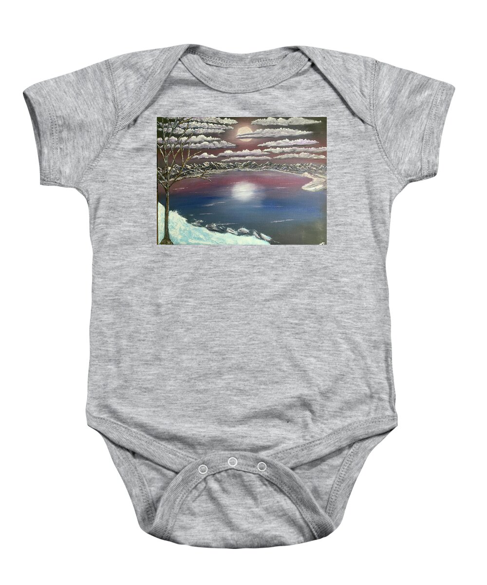 Winter Baby Onesie featuring the painting Frozen by Lisa White
