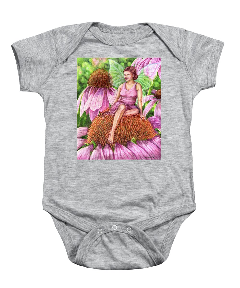 Fae Baby Onesie featuring the drawing Garden Fae by Shana Rowe Jackson