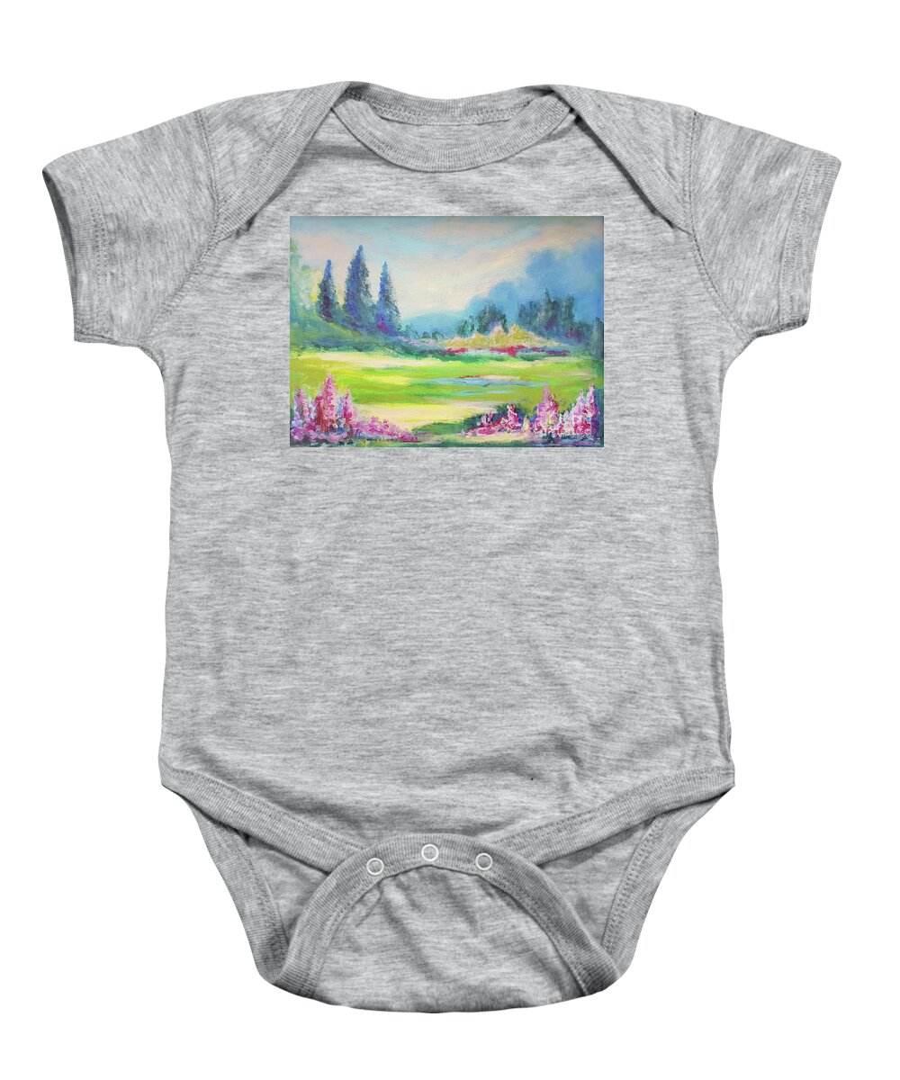 Landscape Baby Onesie featuring the painting Garden Impressions II by Petra Burgmann