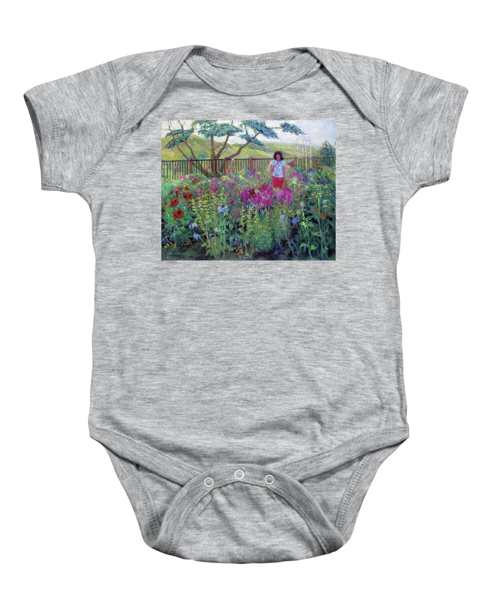 Garden Baby Onesie featuring the painting Garden Toast by John McCormick