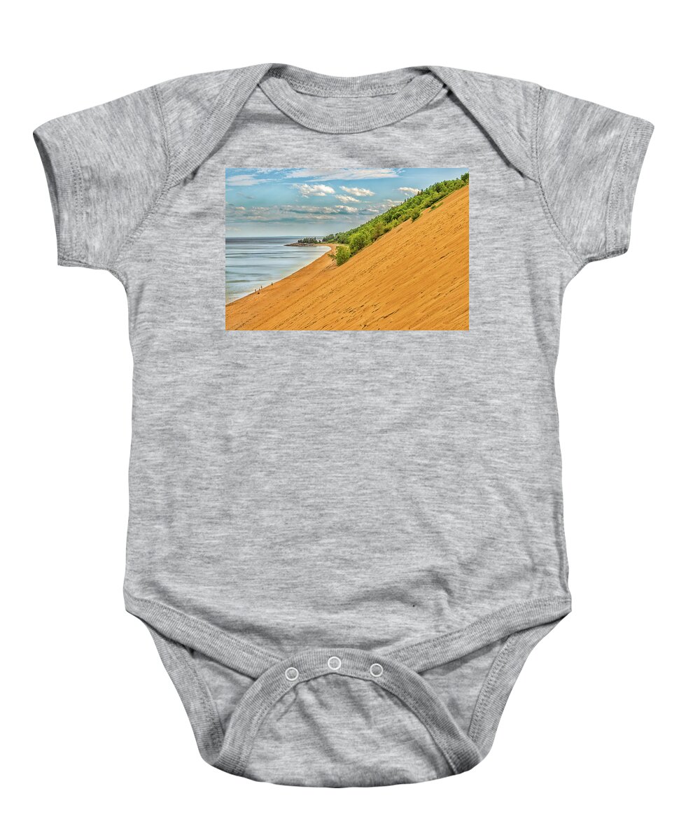 St Lawrence River Baby Onesie featuring the photograph Giant sand dune along the St. Lawrence river - Tadoussac, Quebec by Elvira Peretsman