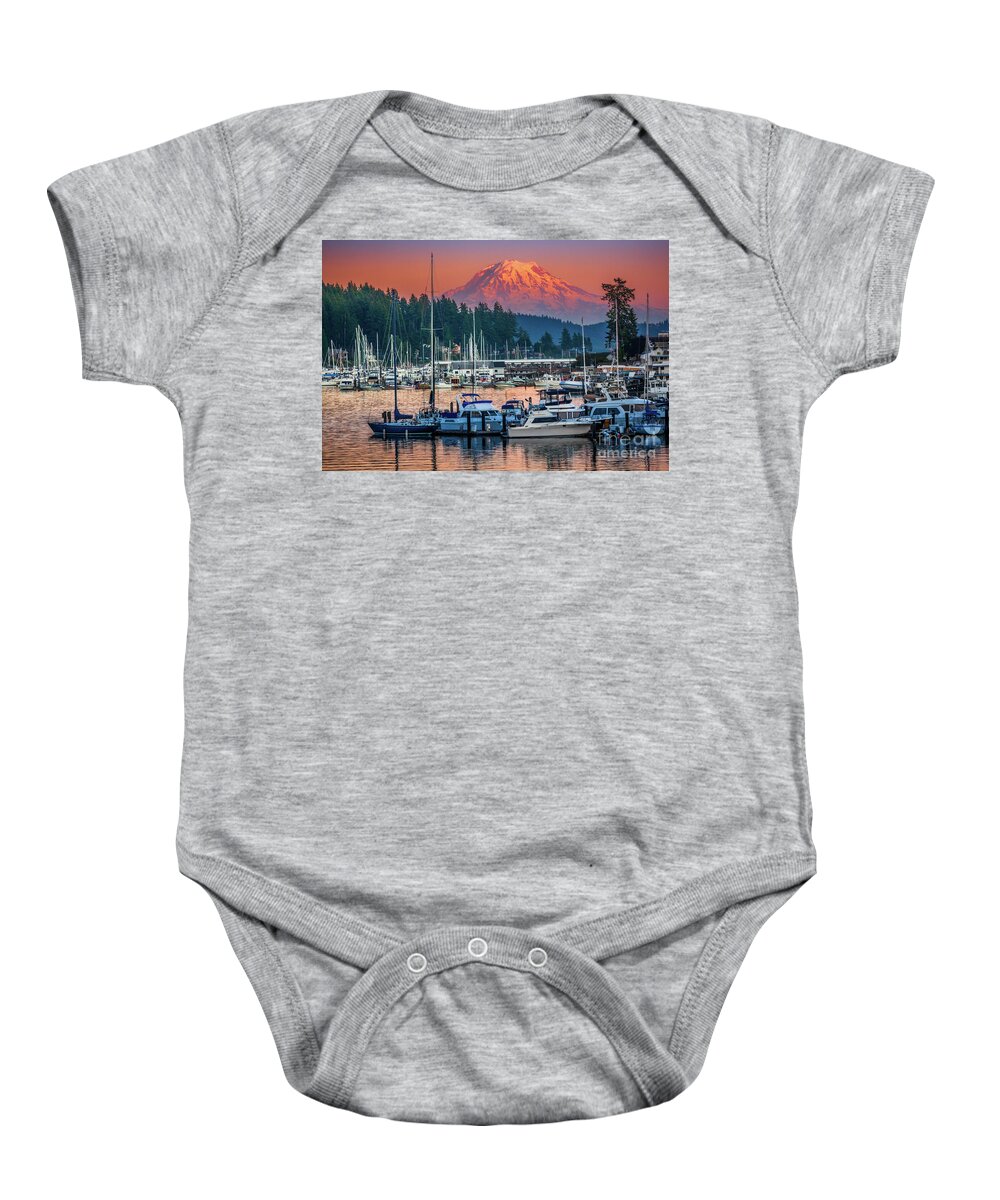 America Baby Onesie featuring the photograph Gig Harbor Dusk by Inge Johnsson