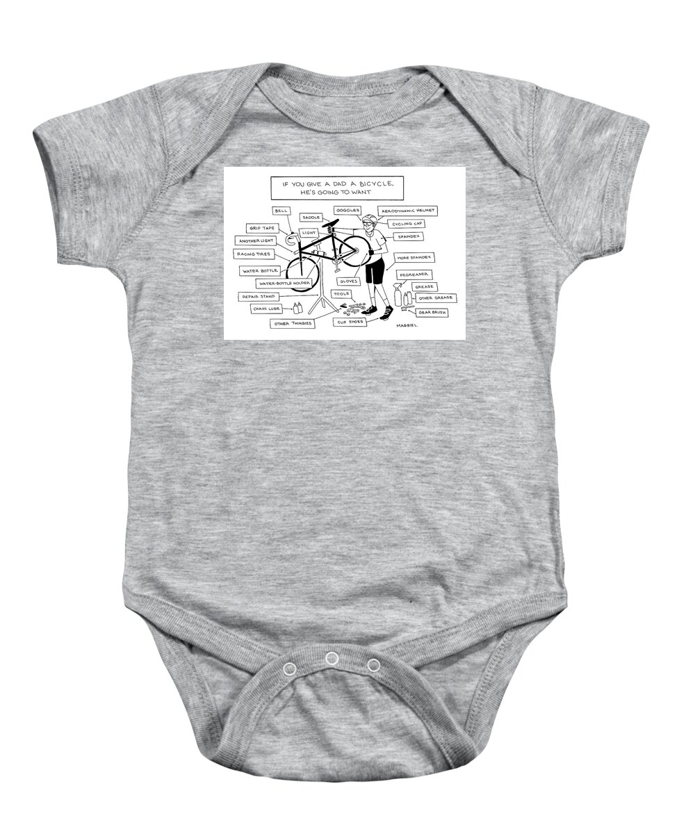  If You Give A Dad A Bicycle Baby Onesie featuring the drawing Give a Dad a Bicycle by Maggie Larson