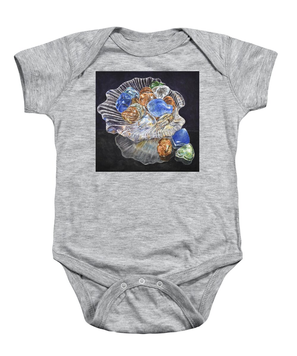 Glass Baby Onesie featuring the painting Reflections on Reflections by Wendy Keeney-Kennicutt