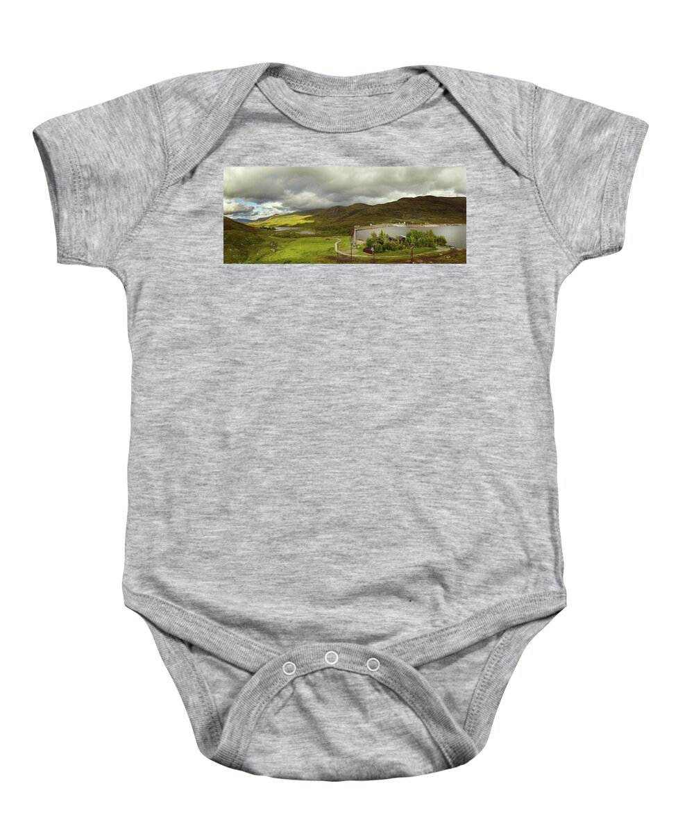 Glen Cannich Baby Onesie featuring the photograph Glen Cannich Panorama by Ian Good
