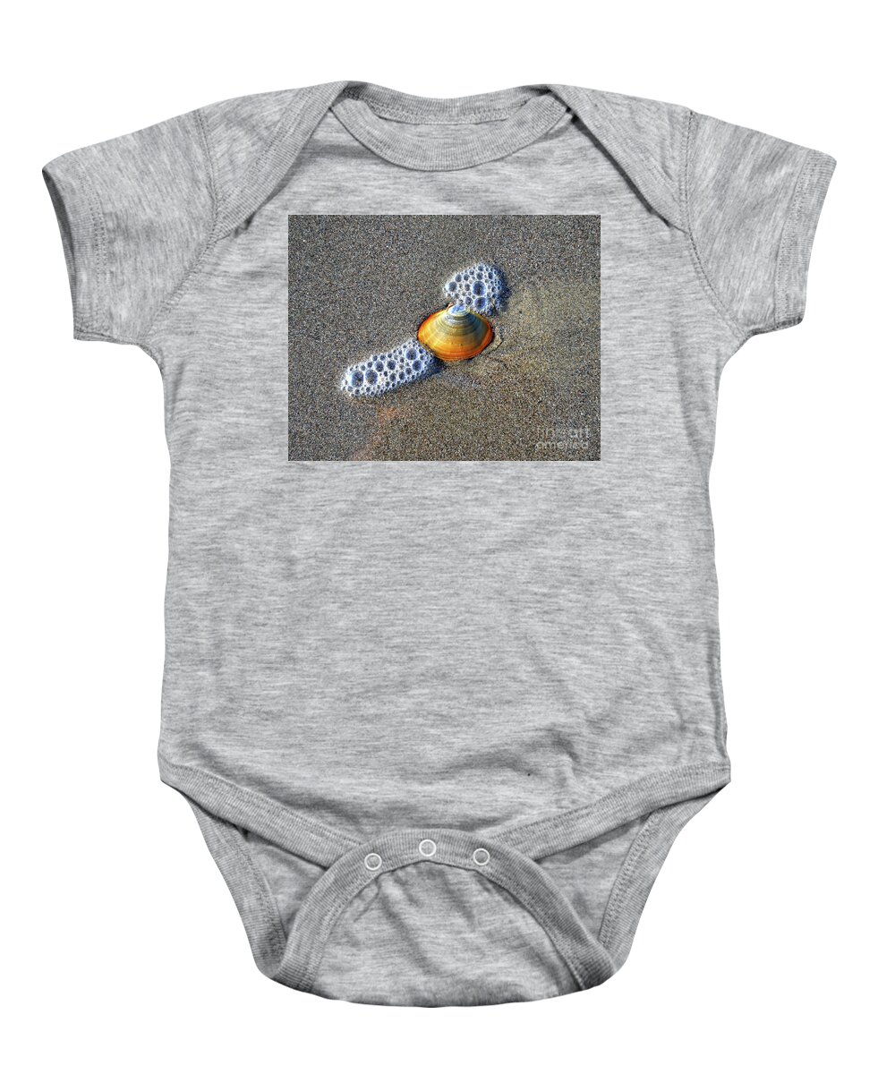 Denise Bruchman Photography Baby Onesie featuring the photograph Golden Clam in the Surf by Denise Bruchman