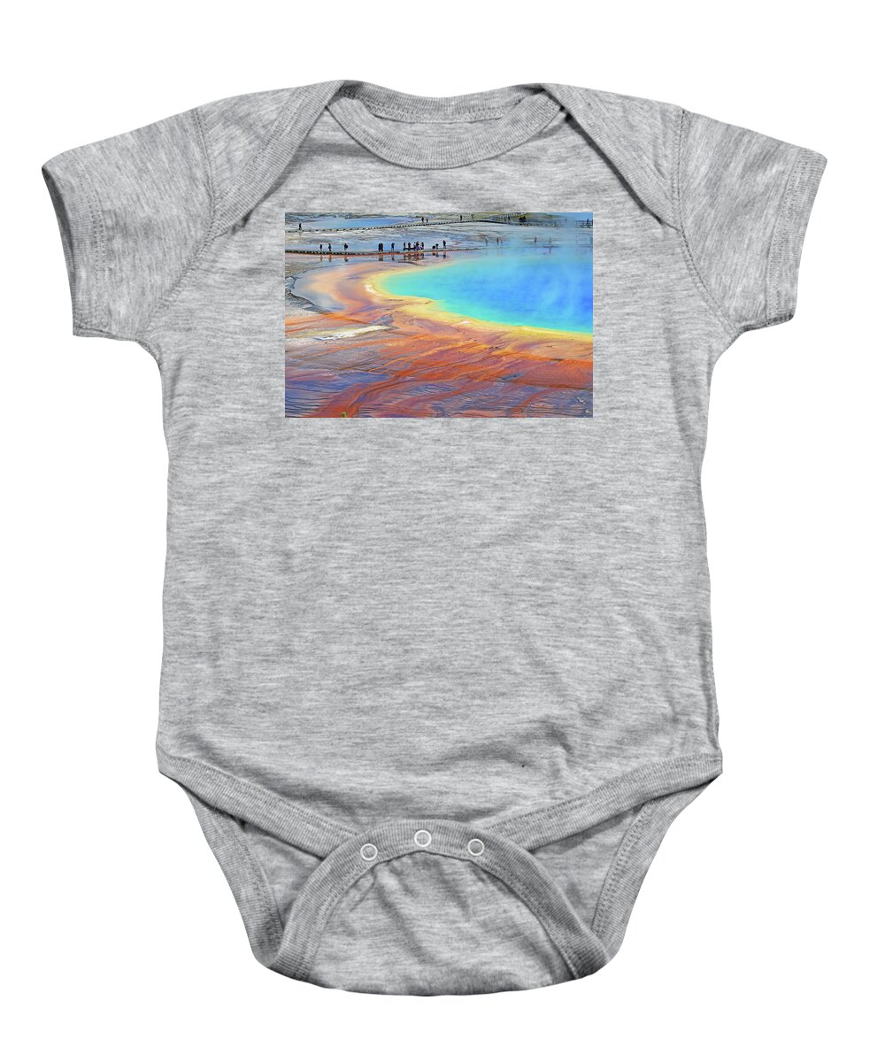 Grand Prismatic Spring Baby Onesie featuring the photograph Grand Prismatic Spring in Yellowstone by Shixing Wen