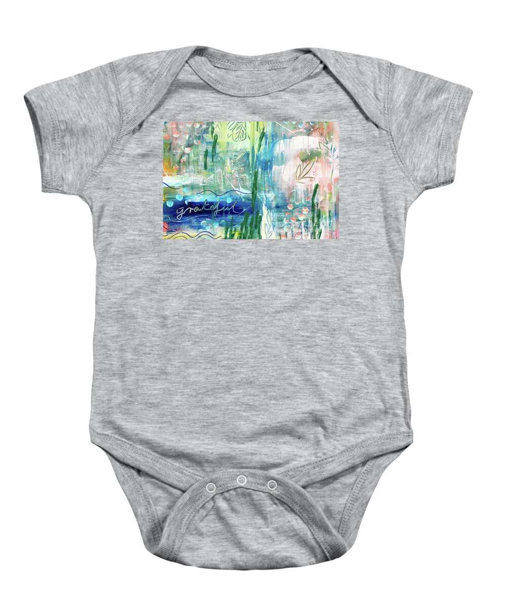 Grateful Baby Onesie featuring the painting Grateful by Claudia Schoen