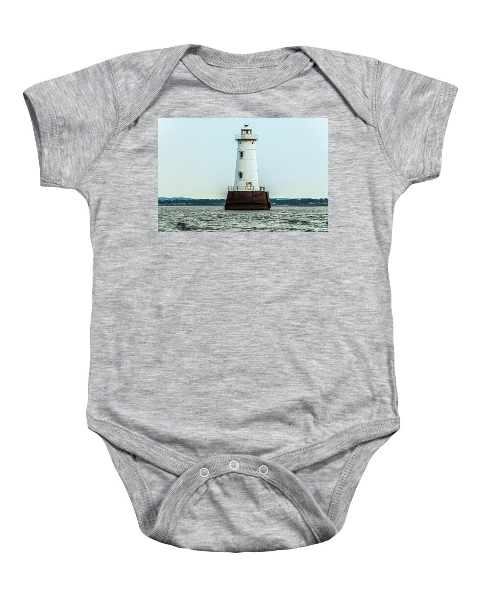 New Jersey Baby Onesie featuring the photograph Great Beds Lighthouse, New Jersey by Louis Dallara