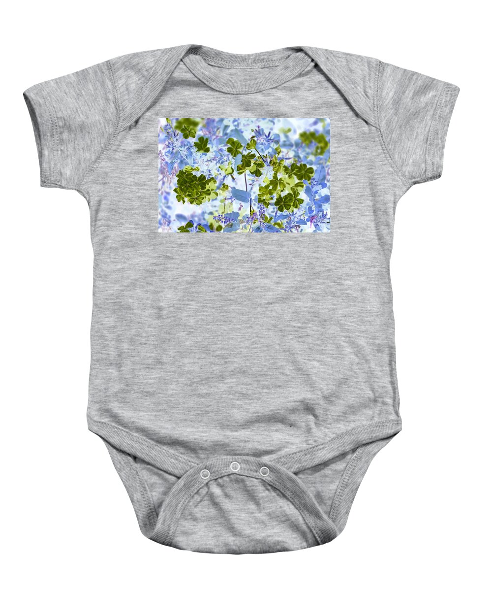 Flower Baby Onesie featuring the photograph Blooms of Green in Blue by Missy Joy