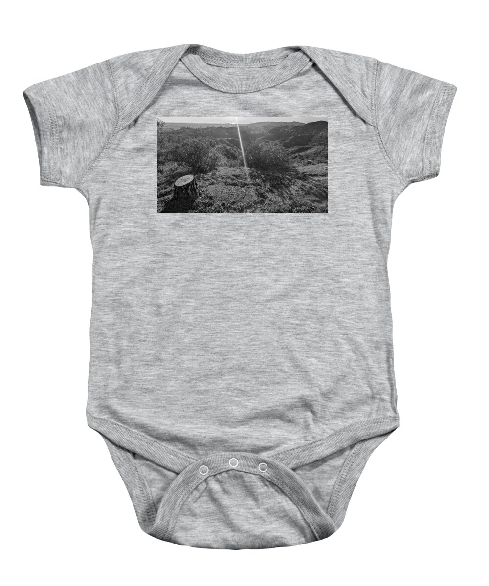 Griffith Observatory Baby Onesie featuring the photograph Griffith Park Facing West with Ocean View by Jera Sky