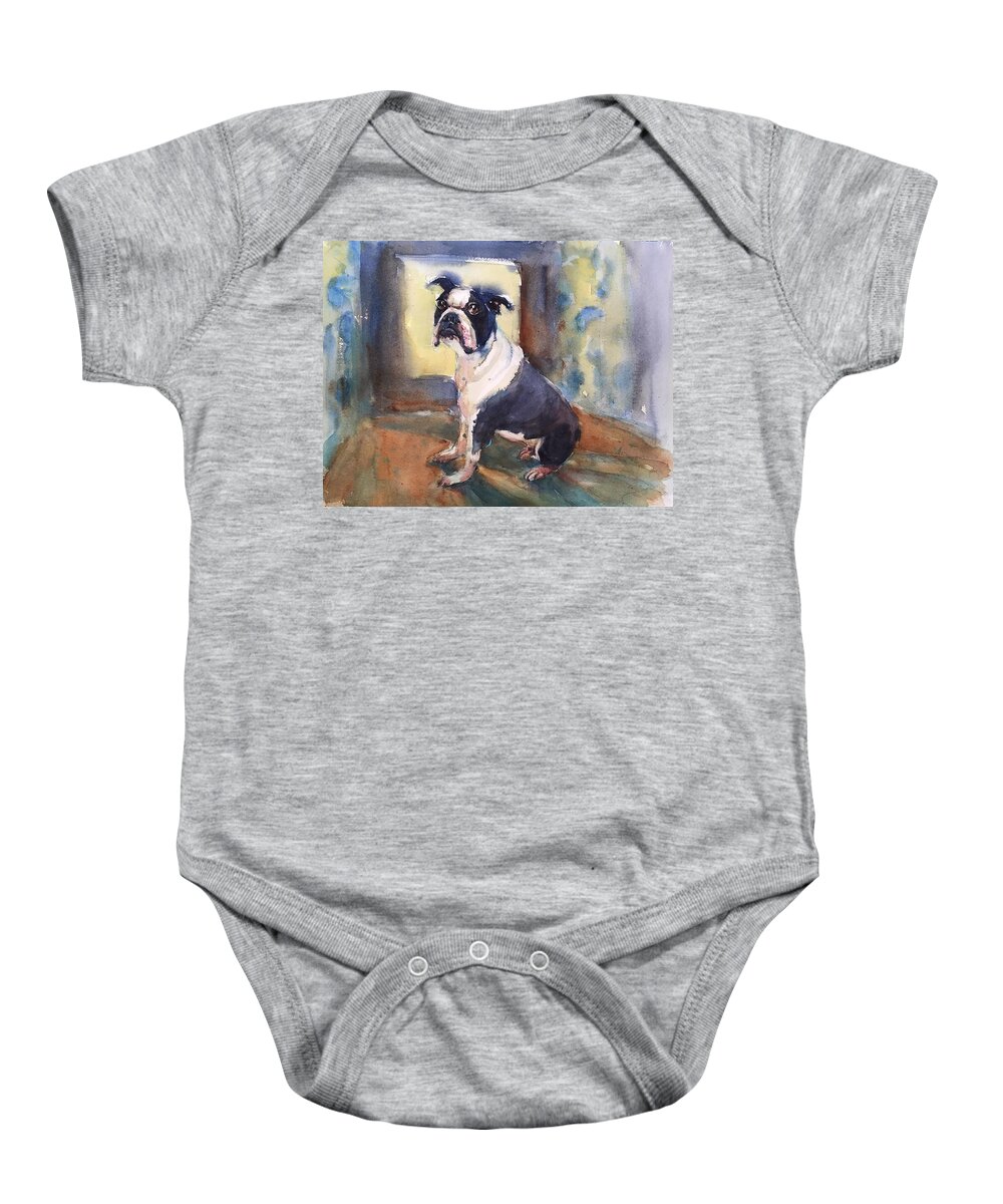 Dog Baby Onesie featuring the painting Gus by Judith Levins