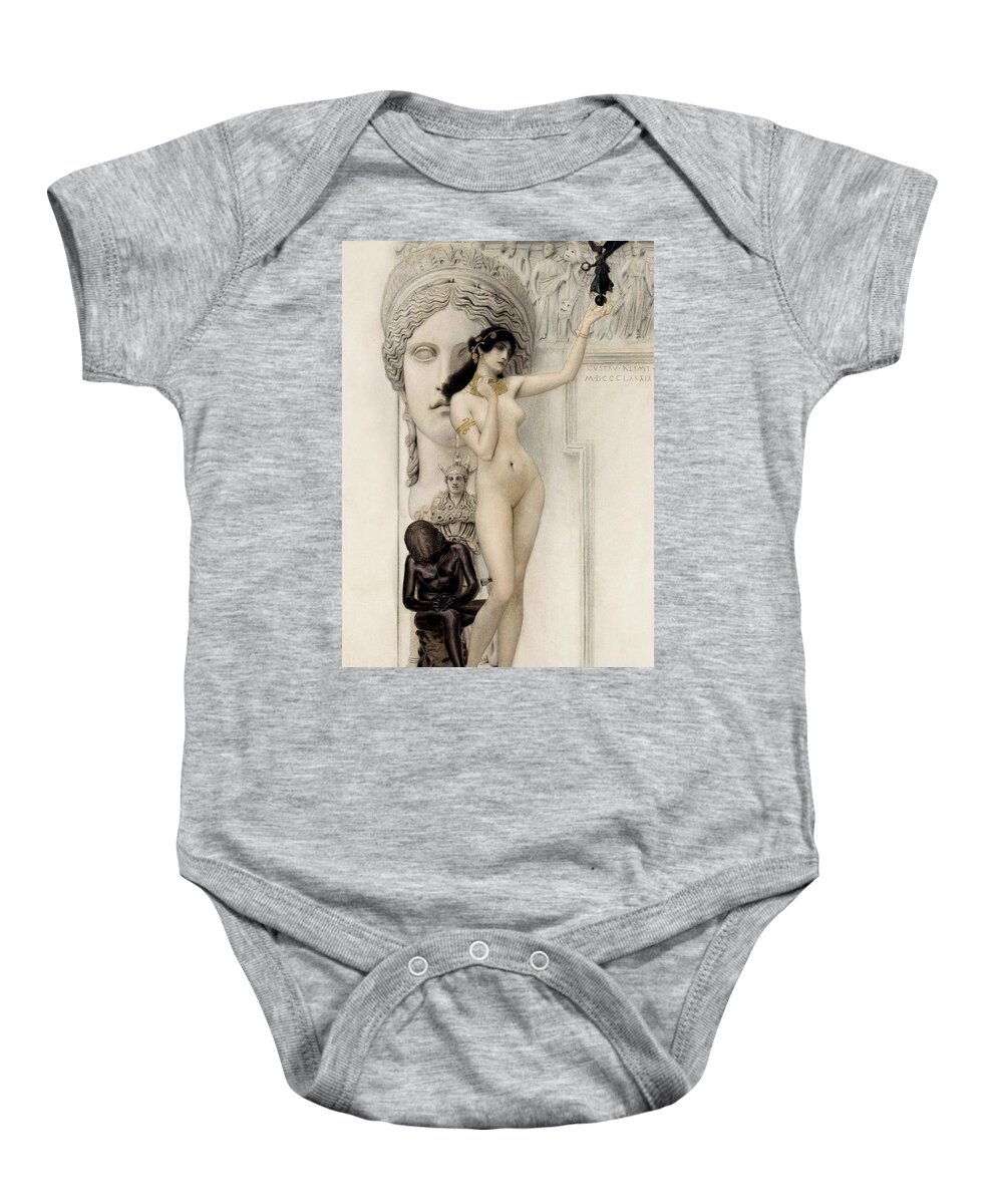 Aestheticism Baby Onesie featuring the painting Gustav Klimt Tribute Semi-Abstract Hand Painted Litho Reproduction 2 by Tony Rubino