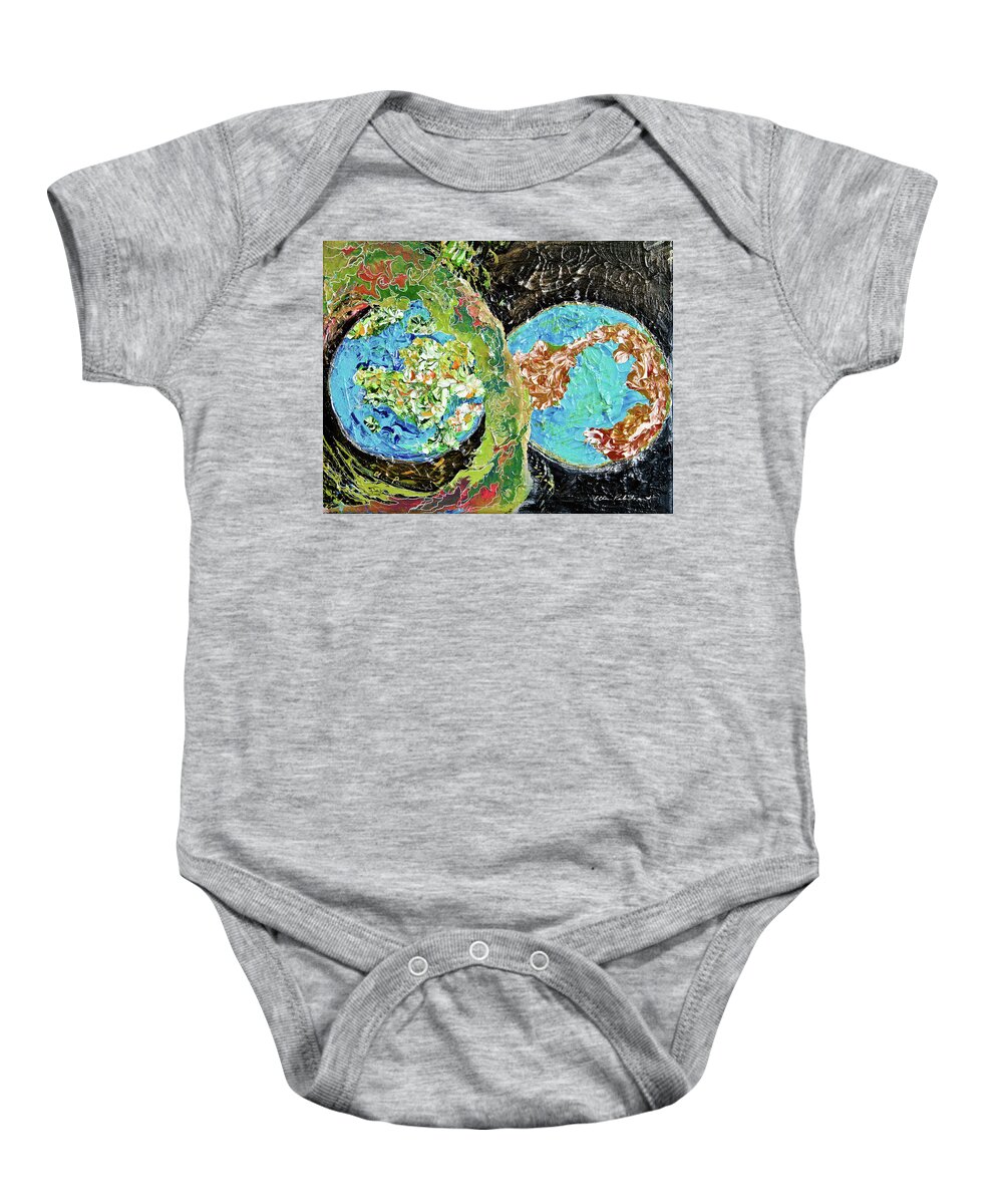Wall Art Baby Onesie featuring the painting Haloing Earth - Horizontal by Ellen Palestrant