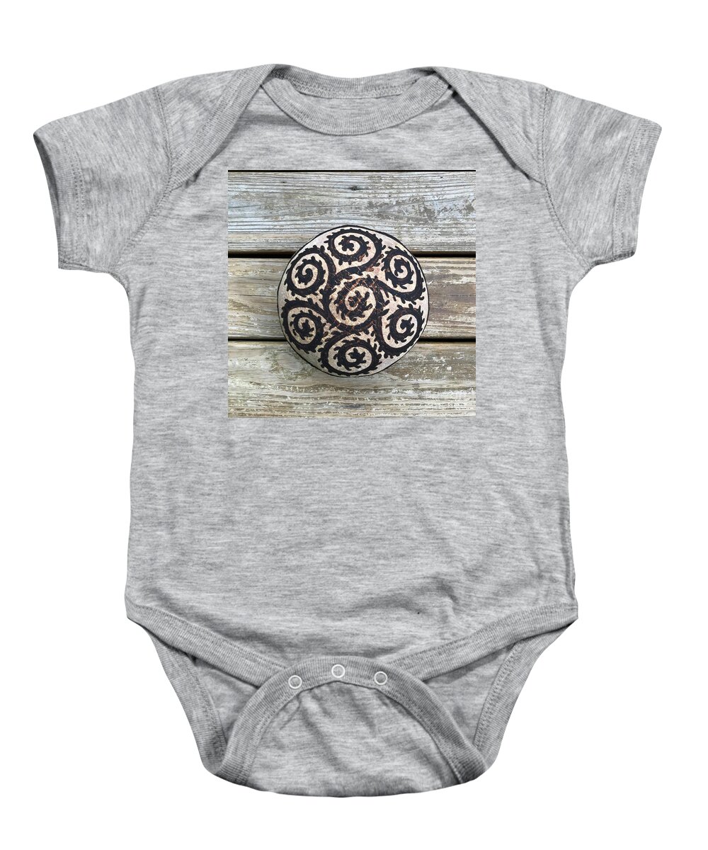 Bread Baby Onesie featuring the photograph Hand Painted Sourdough Pattern Designed Quartet 3 by Amy E Fraser