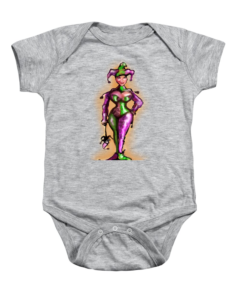 Jester Baby Onesie featuring the painting Harlequin by Kevin Middleton