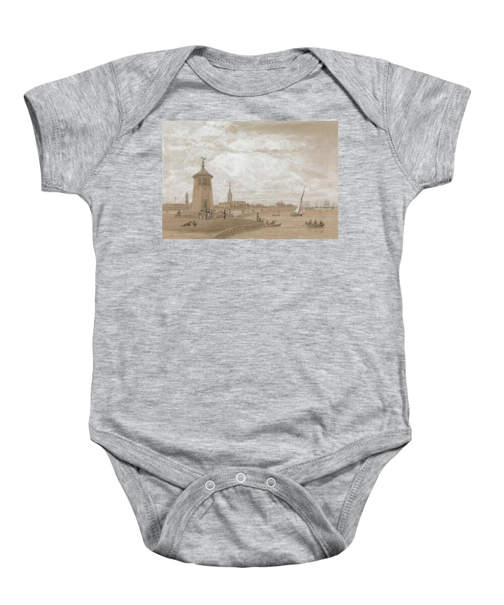  19th Century Art Baby Onesie featuring the drawing Harwich, Essex by William Daniell