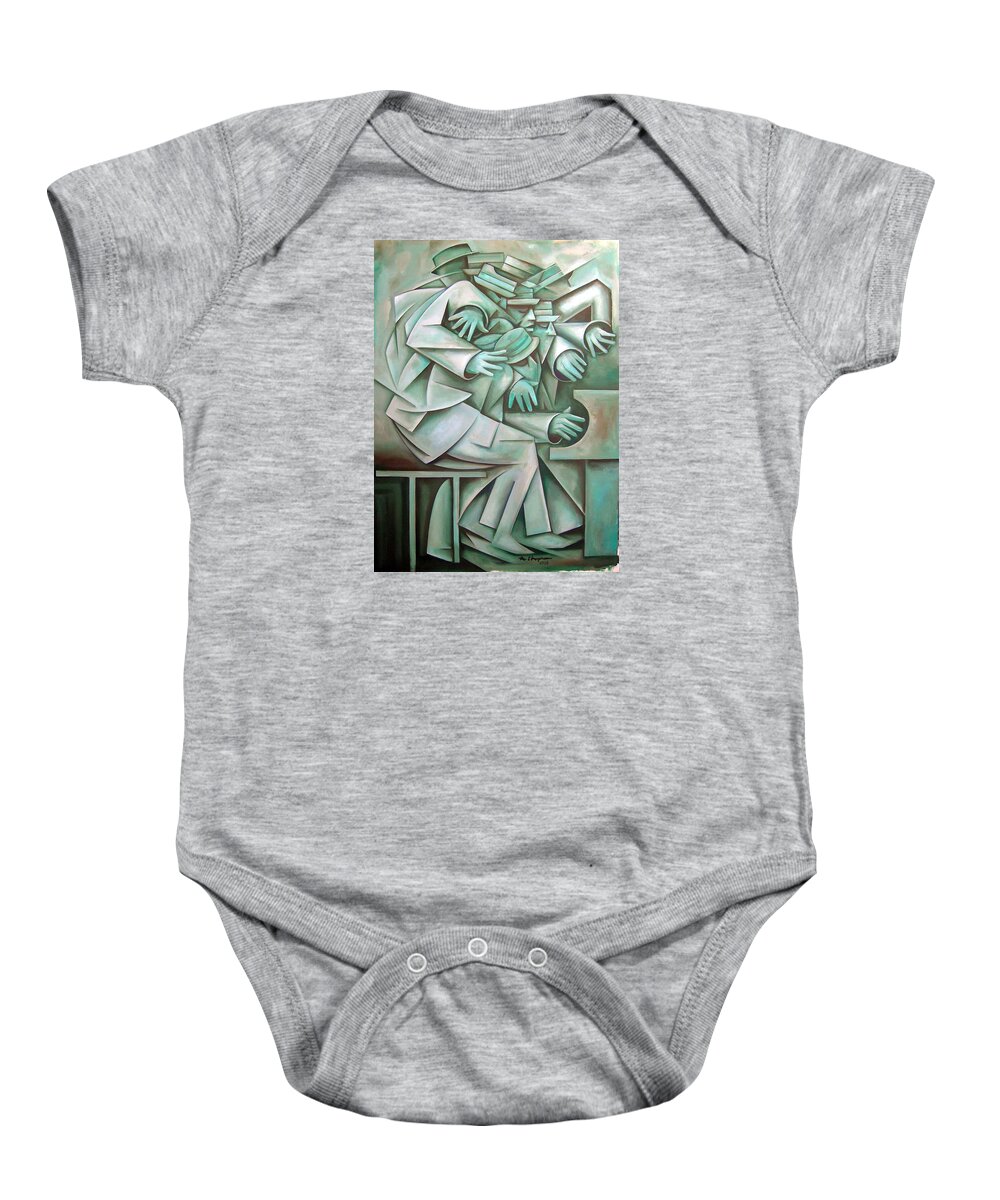 Jazz Baby Onesie featuring the painting Hats and Beards by Martel Chapman
