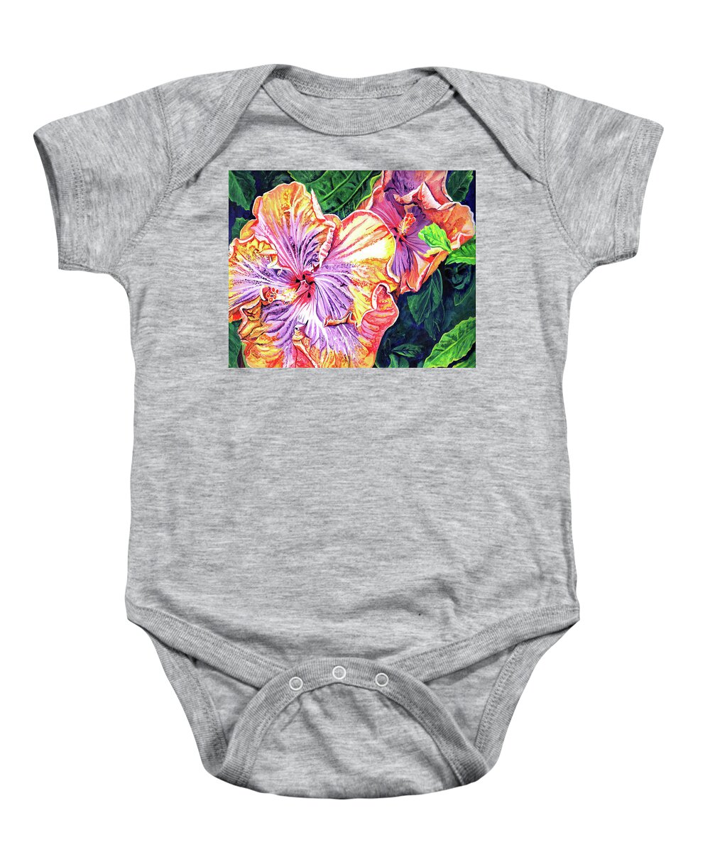 Hibiscus Baby Onesie featuring the painting Heavenly Hibiscus 2 by Marionette Taboniar