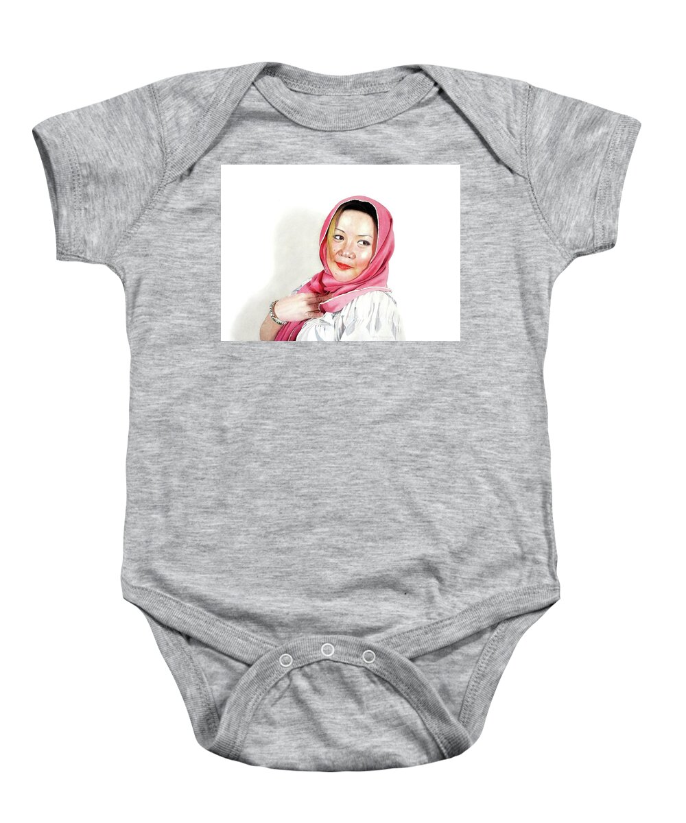 Portrait Baby Onesie featuring the painting Heidi, V. by Conrad Mieschke