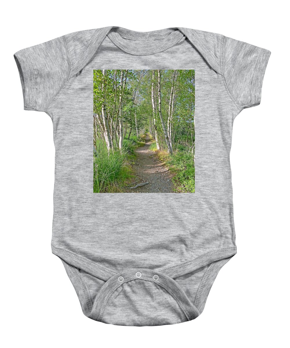 Trail Baby Onesie featuring the photograph Hemlock Path by Monika Salvan