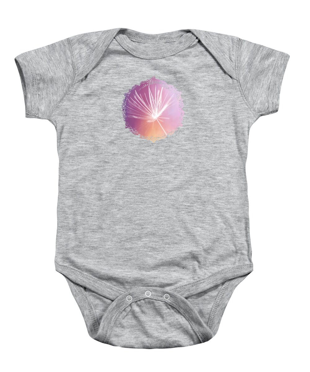 Dandelion Seed Baby Onesie featuring the photograph Holding On by Elisabeth Lucas