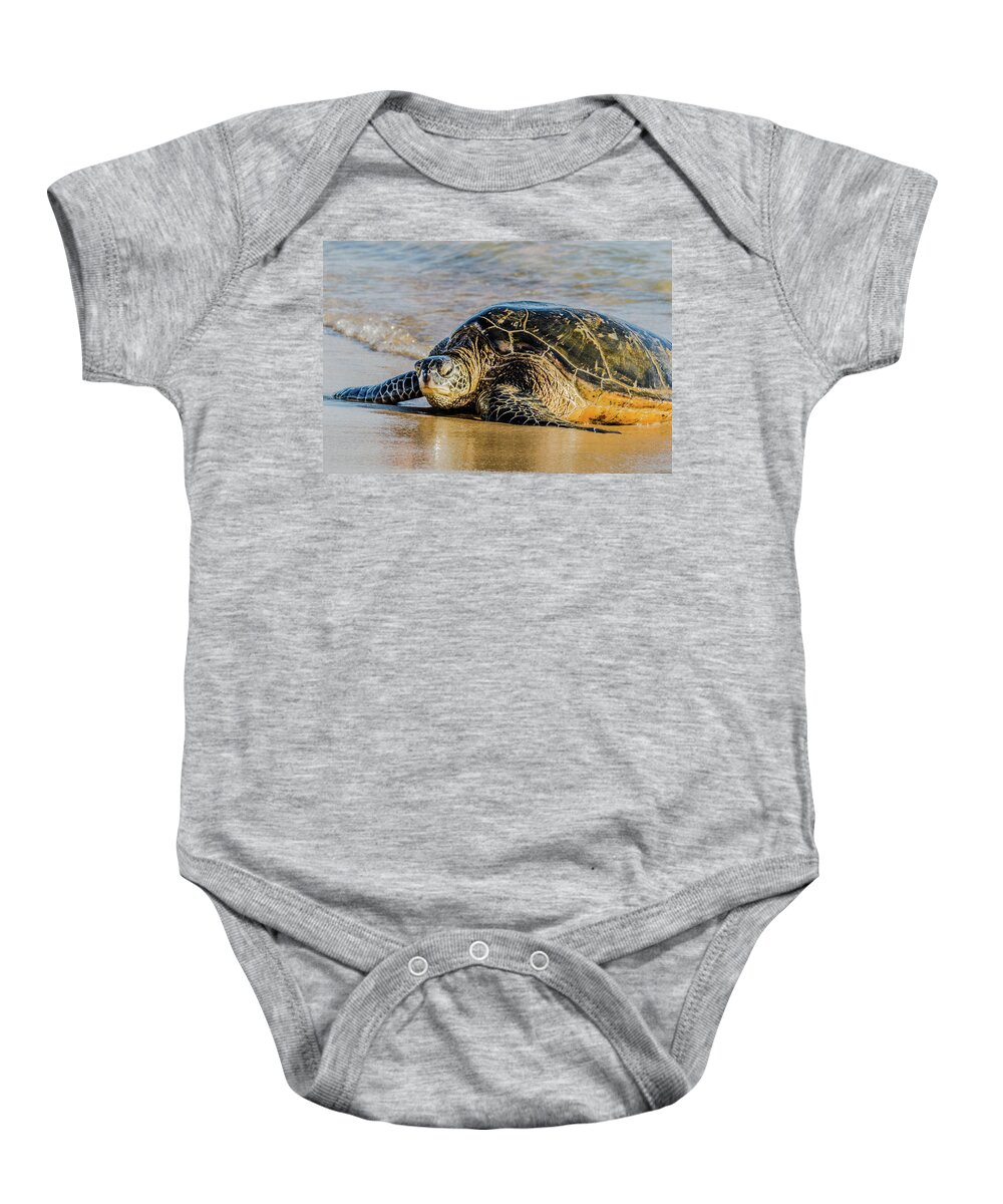 Honu Baby Onesie featuring the photograph Honu by Alan Hart