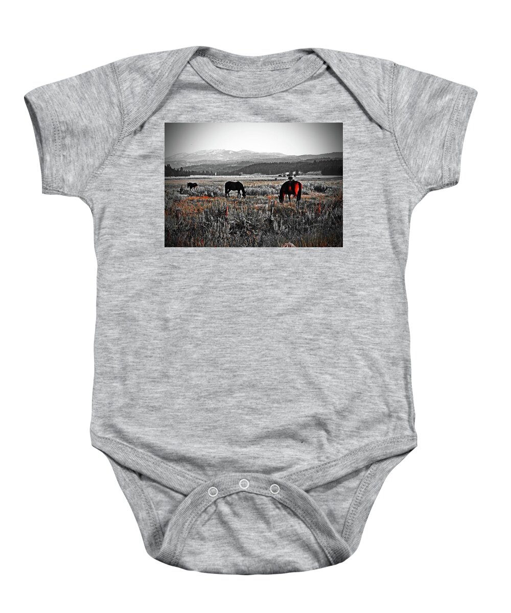 Horse Baby Onesie featuring the digital art Horse heaven by Fred Loring