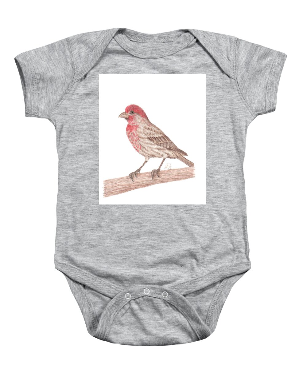 Bird Art Baby Onesie featuring the painting House Finch by Monica Burnette