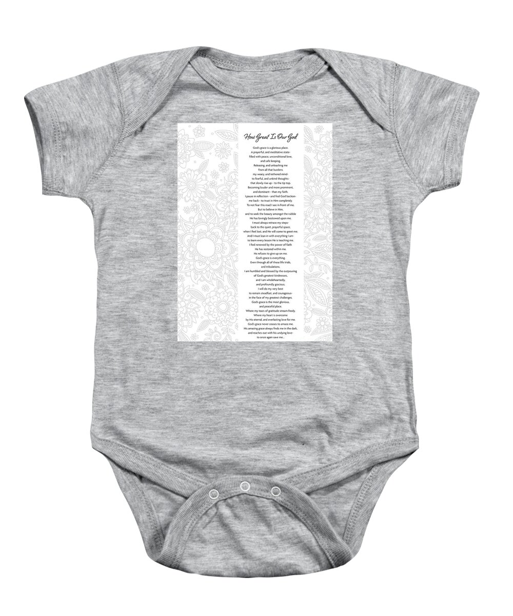 God's Grace Baby Onesie featuring the digital art How Great Is Our God - Poetry by Tanielle Childers