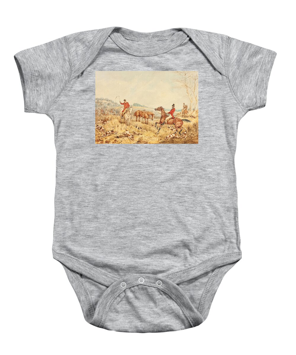 19th Century Artists Baby Onesie featuring the drawing Hunting Scene by Henry Alken