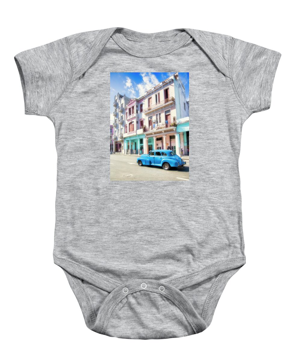 Havana Baby Onesie featuring the photograph I Love you Golden Blue by Micah Offman