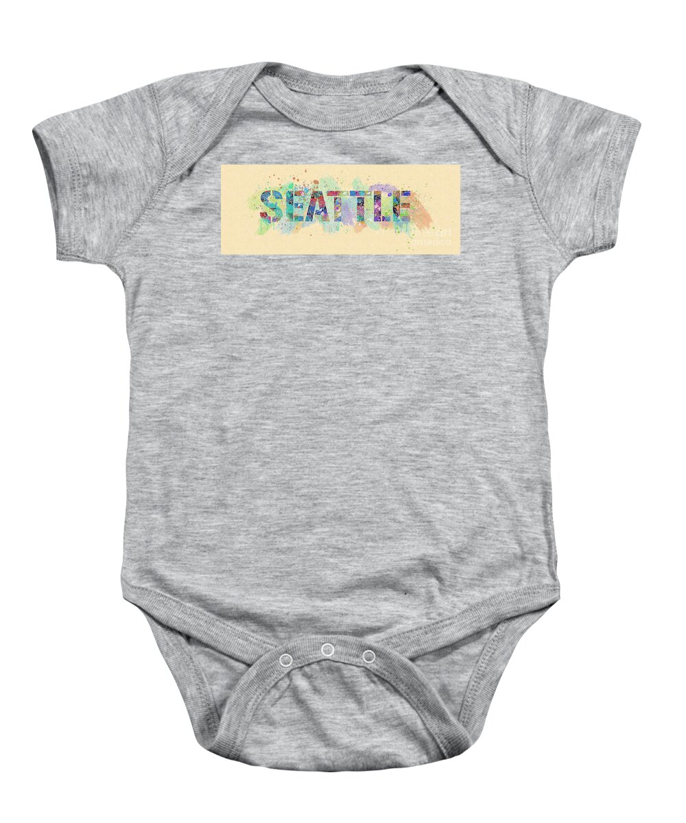Seattle Baby Onesie featuring the mixed media Abstract Seattle - Washington USA by Stefano Senise