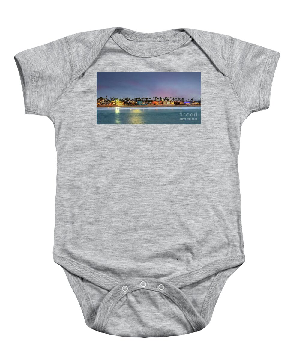San Diego Baby Onesie featuring the photograph Imperial beach at night, San Diego by Delphimages Photo Creations
