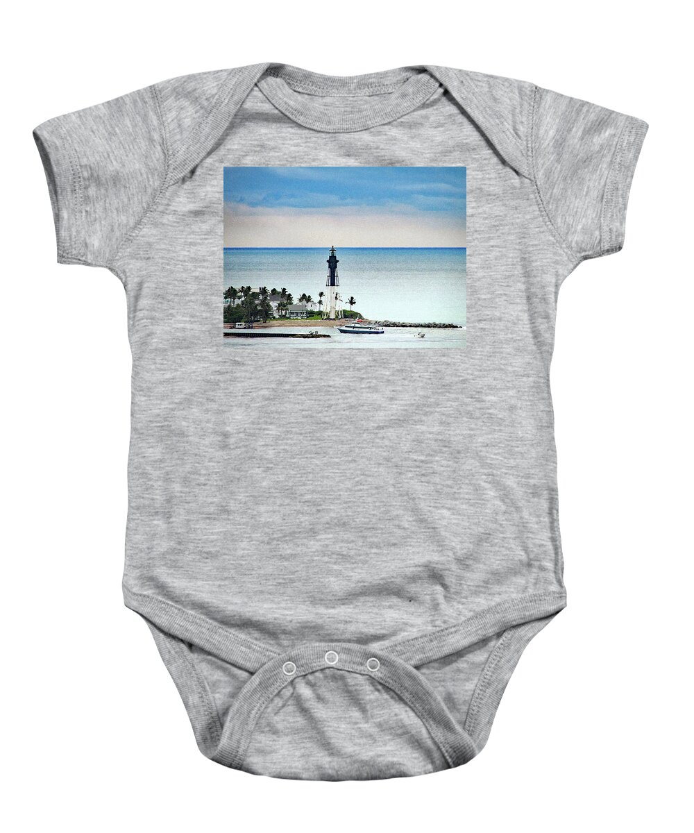 Fish Baby Onesie featuring the photograph In and Out for Fishing at Hillsboro Inlet by Corinne Carroll