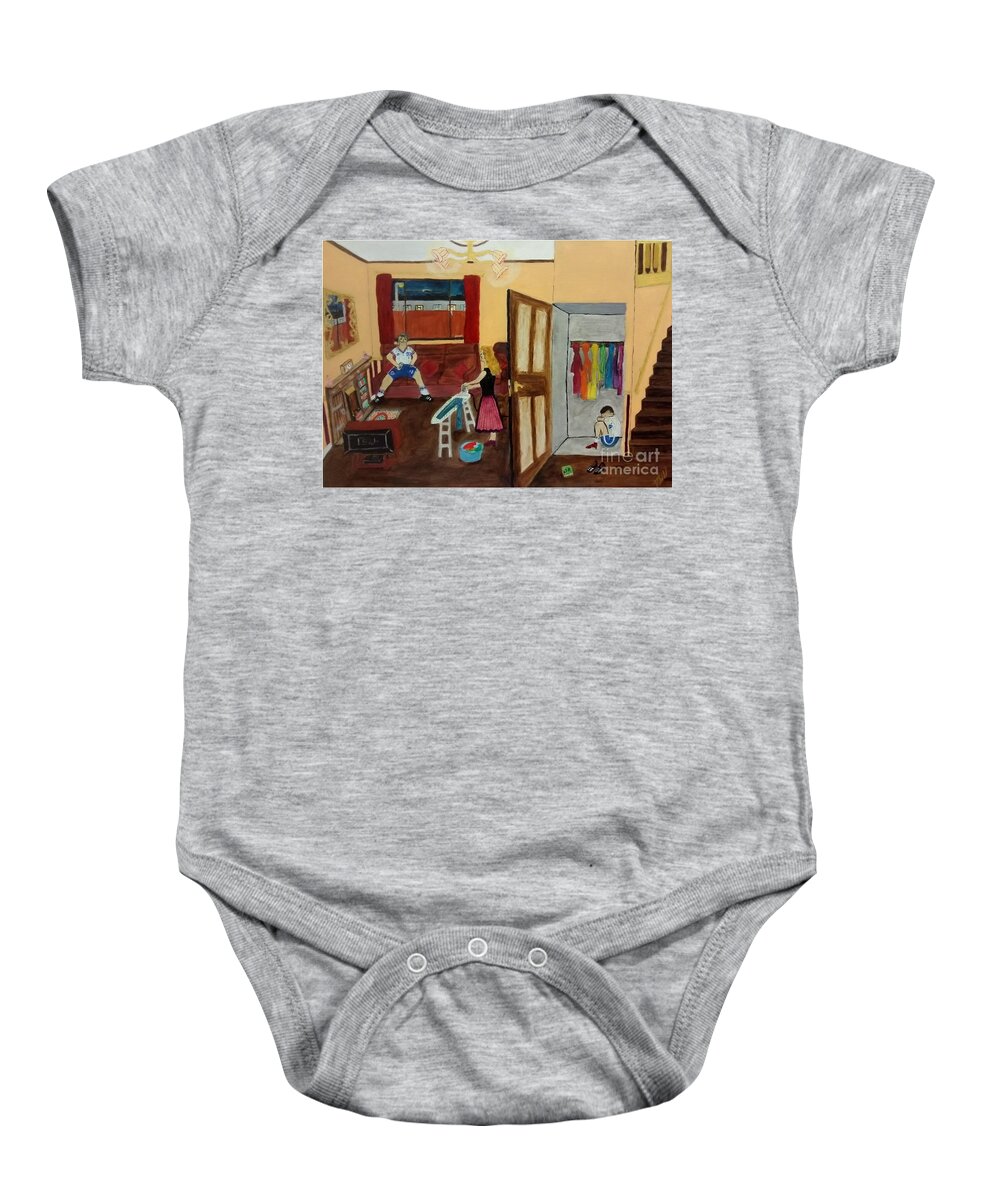 Lgbtq Baby Onesie featuring the drawing In the closet 1984 by David Westwood