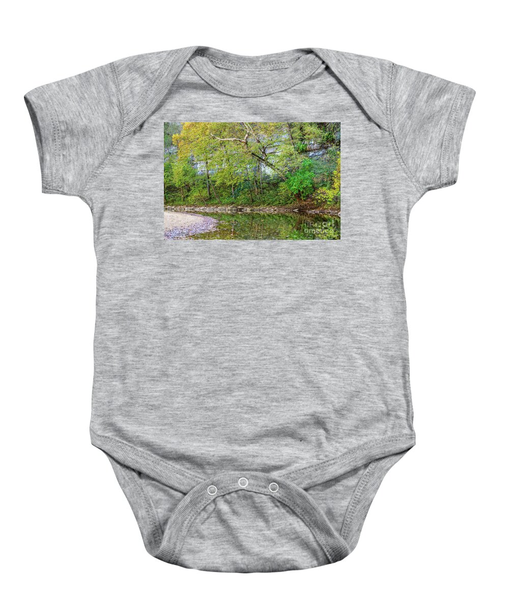 Buffalo National River Baby Onesie featuring the photograph In The Shade At Buffalo National River by Jennifer White