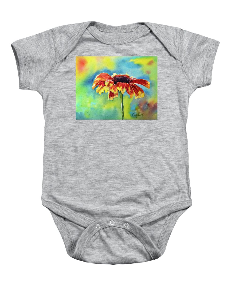 Flower Baby Onesie featuring the painting Blanket Flower by Cheryl Prather