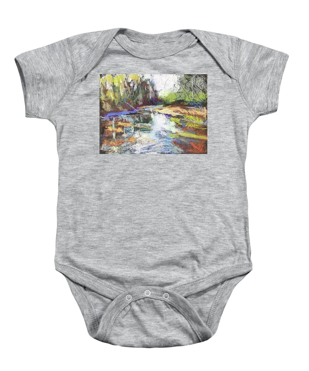 Landscape Baby Onesie featuring the pastel Indian Creek by Carol Berning