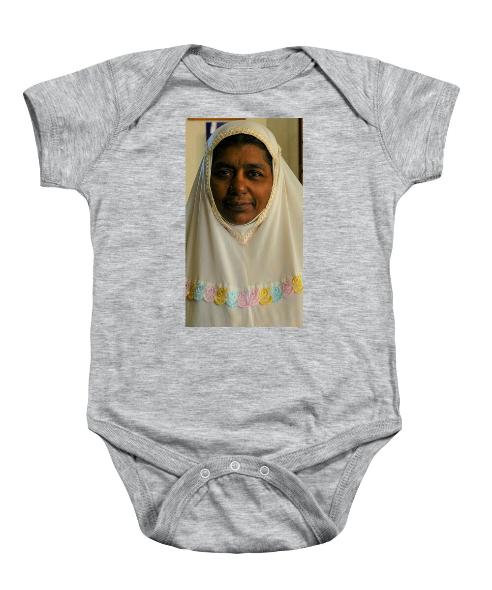 Indian Muslim Woman Baby Onesie featuring the photograph Indian Muslim Woman by Robert Bociaga