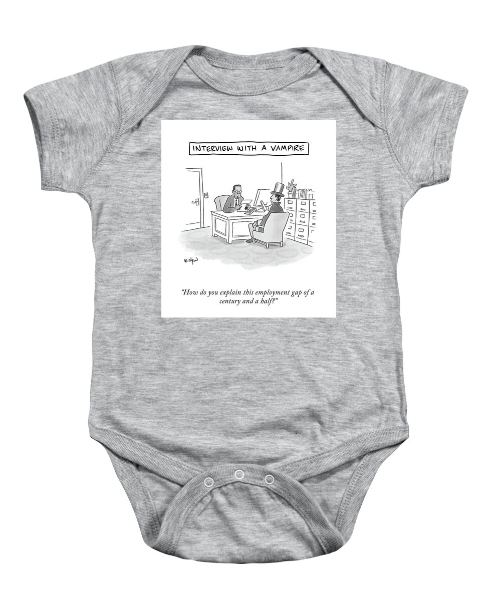 how Do You Explain This Employment Gap Of A Century And A Half? Baby Onesie featuring the drawing Interview With a Vampire by Robert Leighton