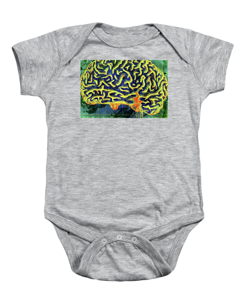 Brain Baby Onesie featuring the digital art Into The Mind by Ally White