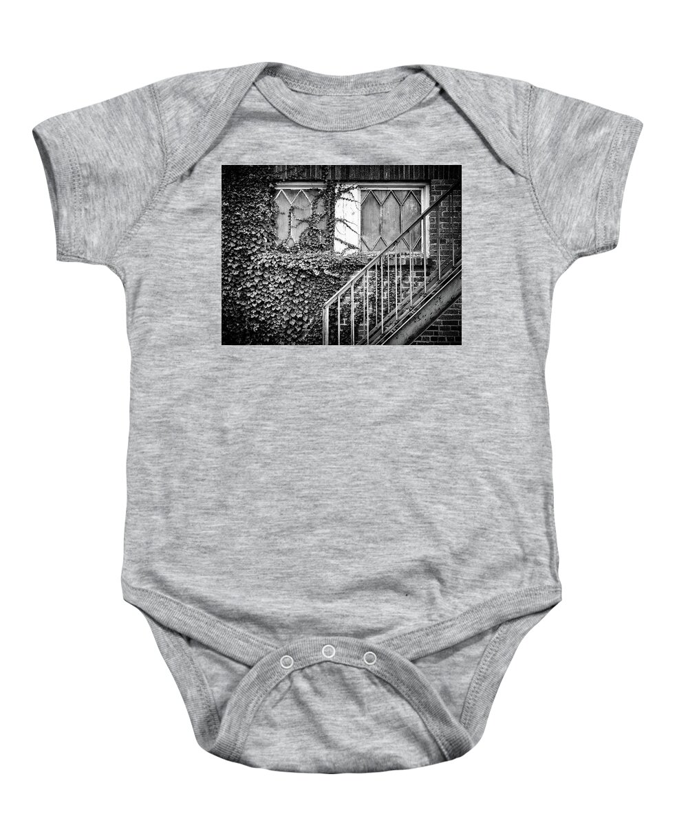  Baby Onesie featuring the photograph Ivy, Window And Stairs by Steve Stanger