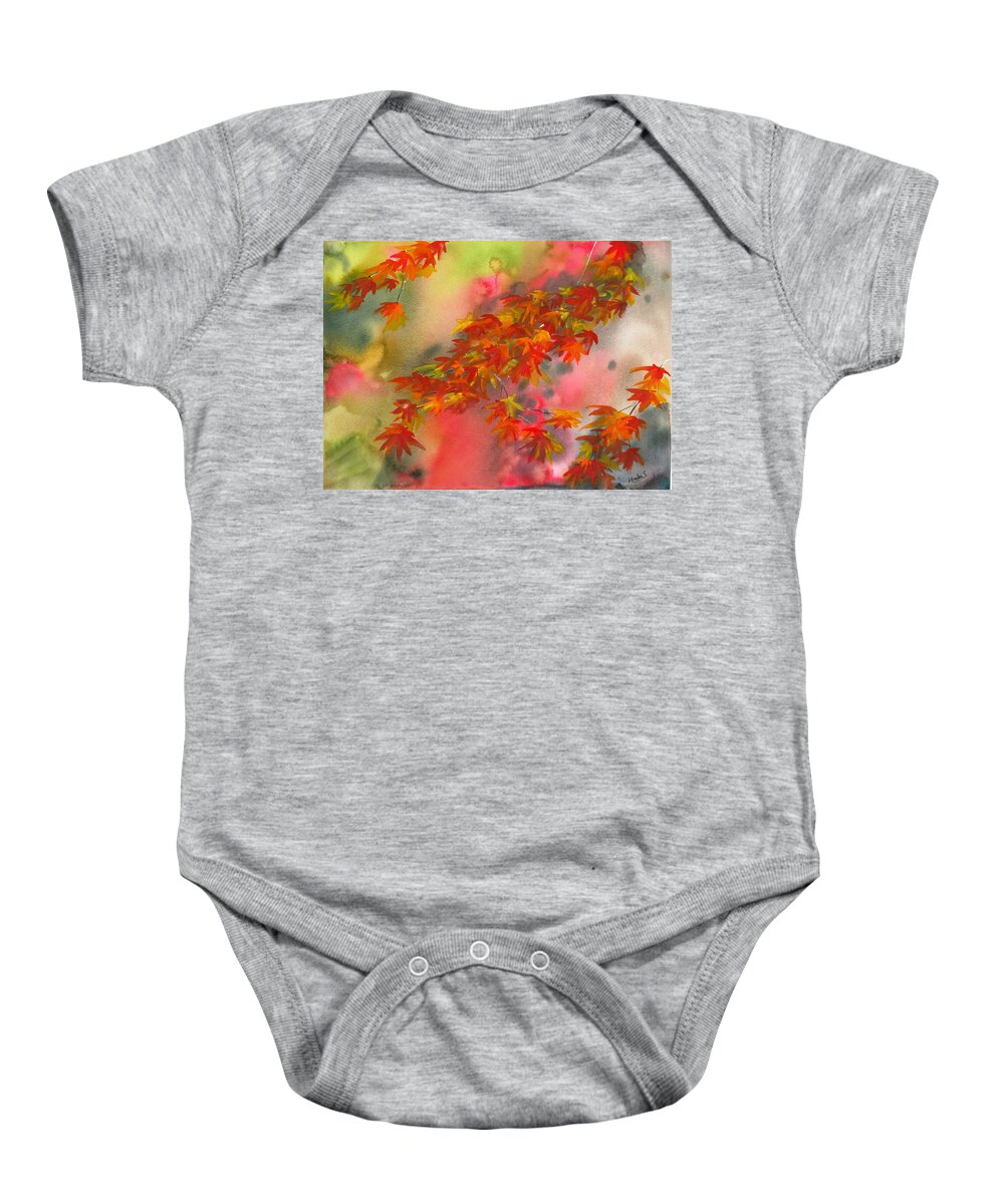 Tree Baby Onesie featuring the painting Japanese Maple #2 by Hiroko Stumpf